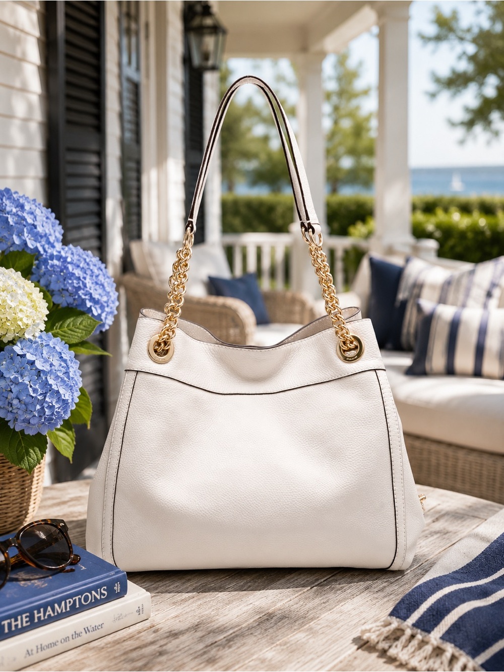 COACH Turnlock Edie Shoulder Bag | Chalk Pebble Leather | Gold Hardware - Picture 3 of 8